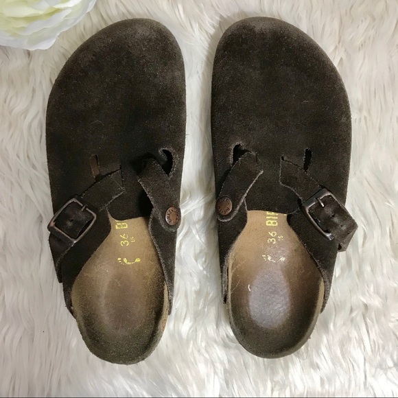 Birkenstock Shoes - BIRKENSTOCK BROWN SUEDE CLOGS SIZE 36